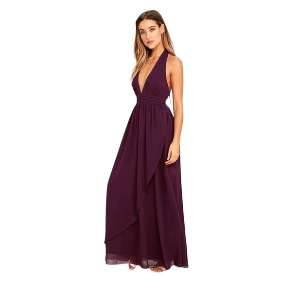 Lulu’s Stop and Stare Purple Halter Maxi Dress Im Size Medium - Picture 1 of 8